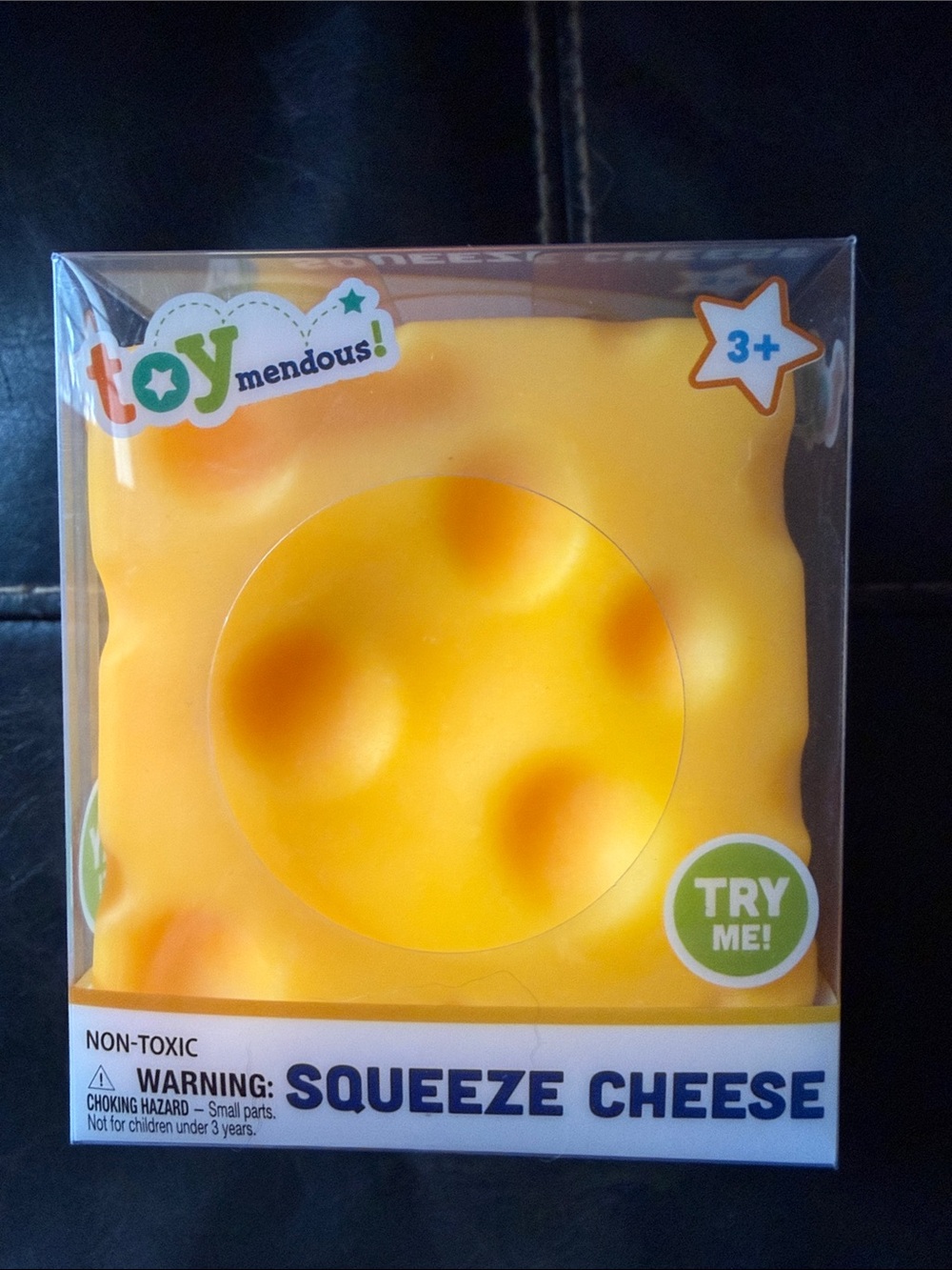 New Toymendous Yellow Squeeze Cheese Squishy Toy - Not A lot of Air- Good Squish
